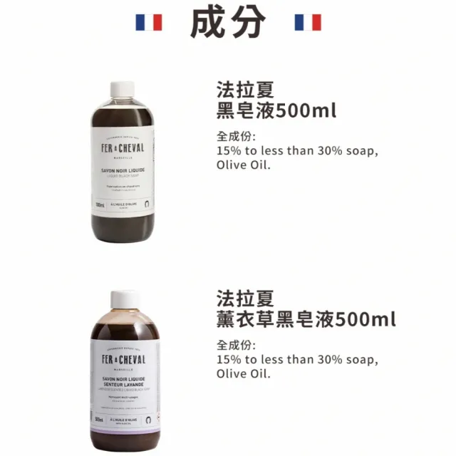 【Fer a Cheval 法拉夏】黑皂液 500ml(去汙除霉 窗戶 地板清潔 浴廁除霉 花草除蟲 草本植萃)