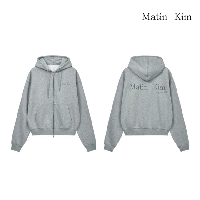 【MATIN KIM】官方旗艦 中性款LOGO印花連帽拉鍊外套(多款任選)