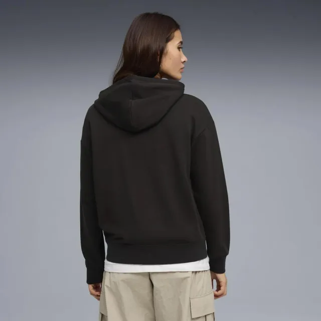【PUMA】長袖上衣 女 帽T 寬鬆 歐規 BEDAZZLED 黑 63690101