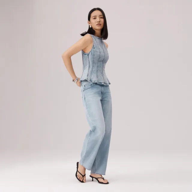 【LEVIS】Baggy Dad中腰 寬鬆 直筒牛仔褲 Cool系列 涼感牛仔褲 女生牛仔褲 熱賣單品 A3494-0109