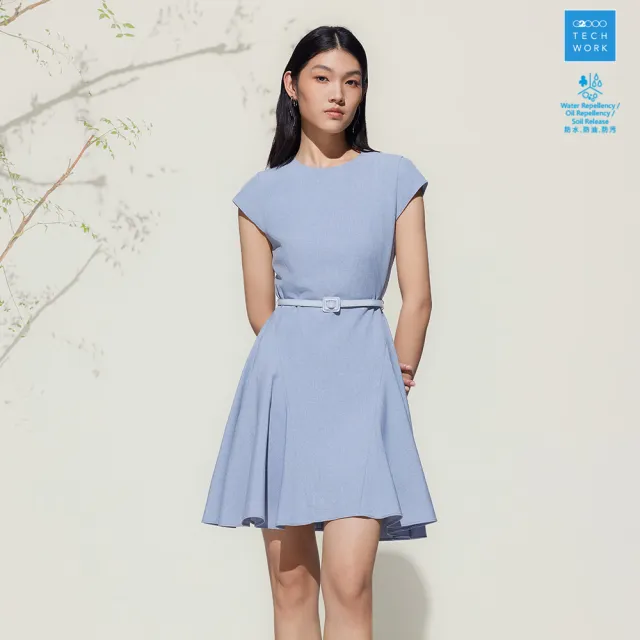 【G2000】女款 防潑水防油防汙處理圓領洋裝-天藍色(5123104674)