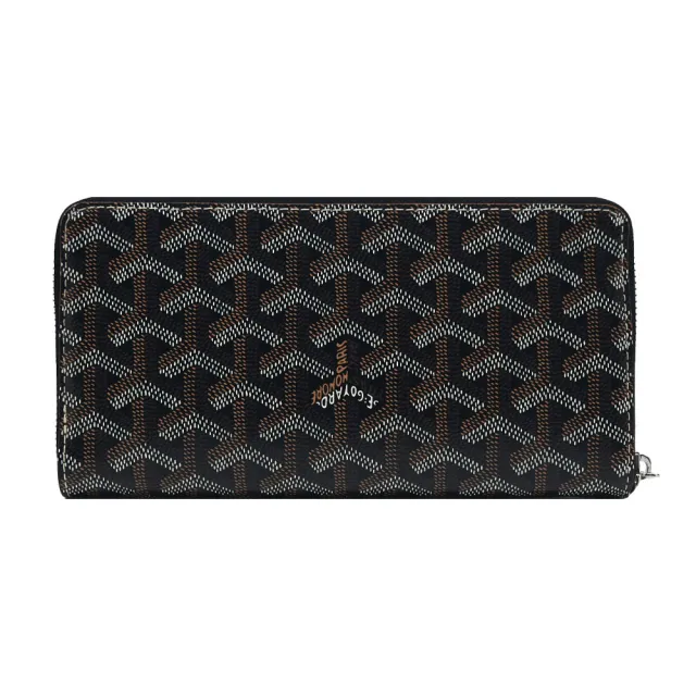 【GOYARD 高雅德】經典拼接塗料帆布ㄇ字拉鍊長夾-黑棕