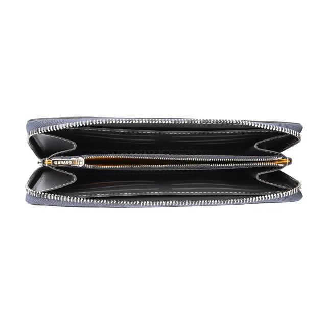 【GOYARD 高雅德】經典拼接塗料帆布ㄇ字拉鍊長夾-灰