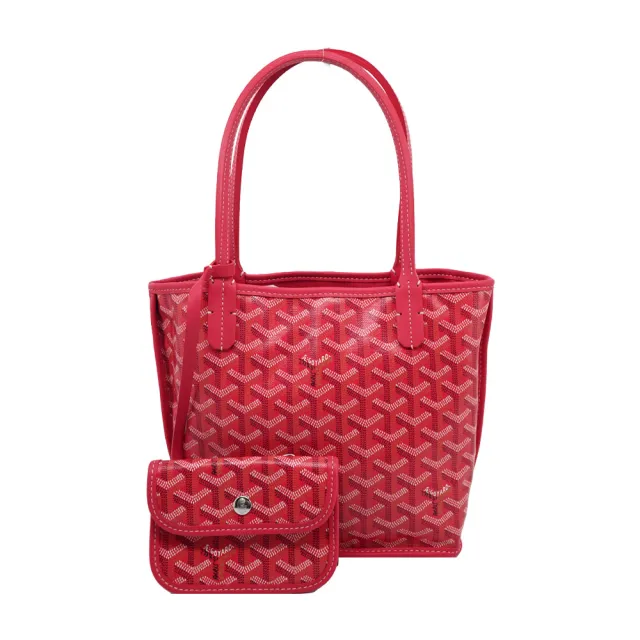 【GOYARD 高雅德】限定色 牛皮帆布雙面用購物包-迷小/紫紅