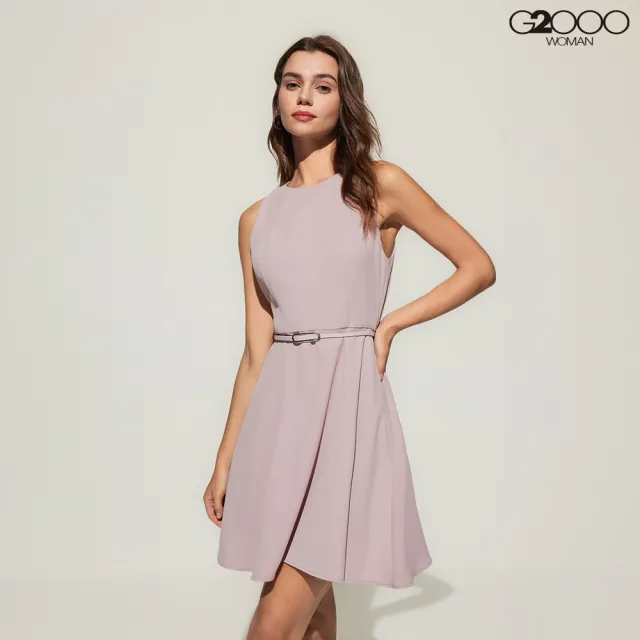 【G2000】女款 時尚圓領無袖洋裝-豆沙粉(5123106627)