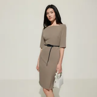 【G2000】女款 多面彈性方領洋裝-羽毛棕(5123107565) 母親節禮物