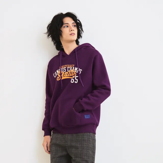 【OB 嚴選】舒適內刷毛復古印花袋鼠口袋帽T 《KL1513》