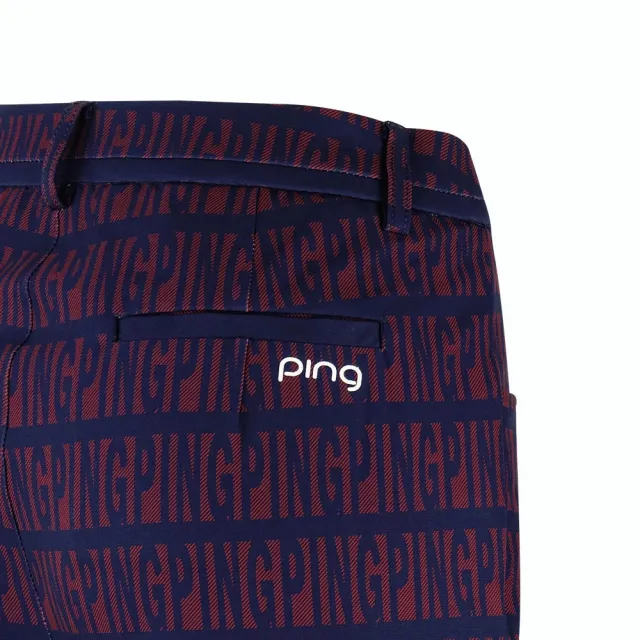 【PING】女款PING字高彈力休閒喇叭褲-深藍(吸濕排汗/抗UV/GOLF/高爾夫球褲/RE25210-58)