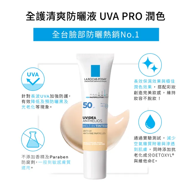 【理膚寶水】全護清爽防曬液UVA PRO 潤色 30ml 年度限定組I(防曬推薦)