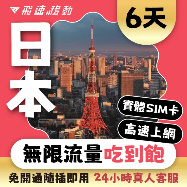 【飛速移動】日本6天｜高速上網 無限流量吃到飽(日本網卡 日本網路 日本 網卡 網路 上網 sim卡)