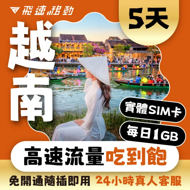 【飛速移動】越南5天｜每日1GB 高速流量吃到飽(越南網卡 越南網路 越南 網卡 網路 上網 sim卡)