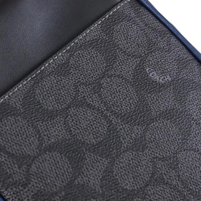 【COACH】HITCH 經典SIGNATURE印花拼接方包斜背包(黑灰)