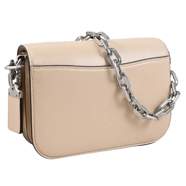 【COACH】IDOL 簡約經典C LOGO翻蓋粗鏈帶兩用包(淺褐)