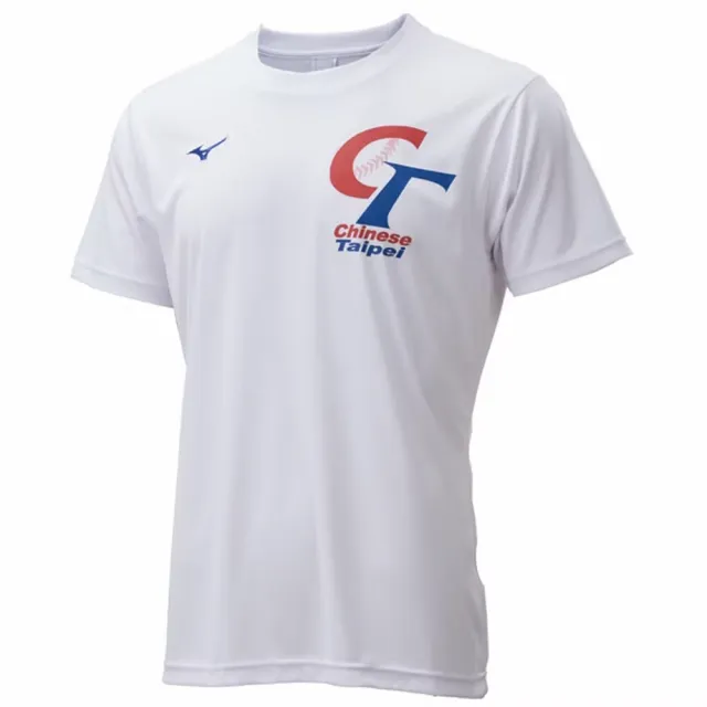 【MIZUNO 美津濃】短袖上衣 男 中華隊 吸濕排汗 合身版型 CT 白 12TCDL0301