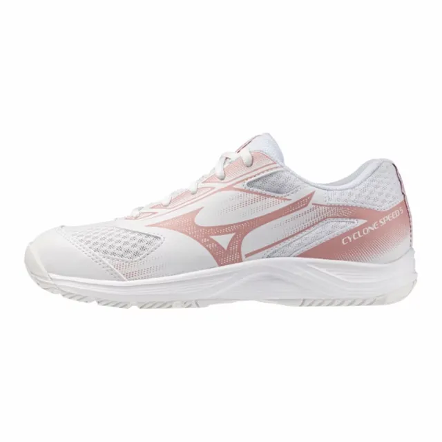 【MIZUNO 美津濃】排球鞋 女鞋 運動鞋 緩震 3E寬楦 CYCLONE SPEED 白粉 V1GC258073