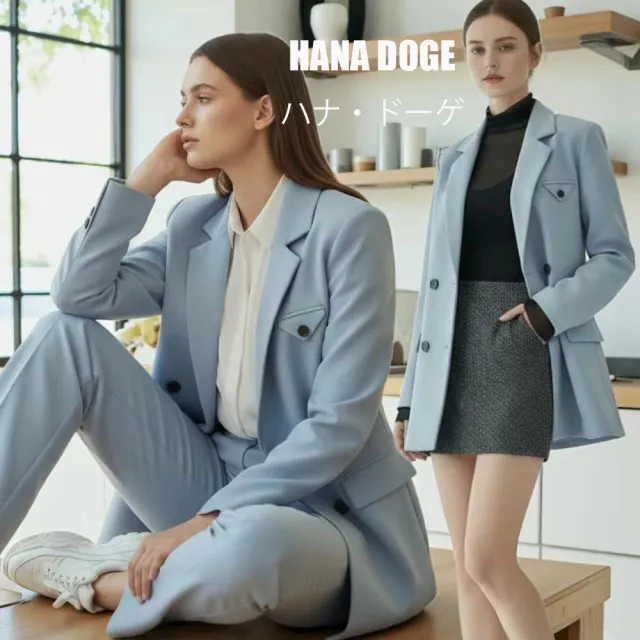 HANA DOGE ハナ・ドーゲ通勤風經典不敗款極簡純色不敗款顯瘦百搭正肩墊肩西裝外套