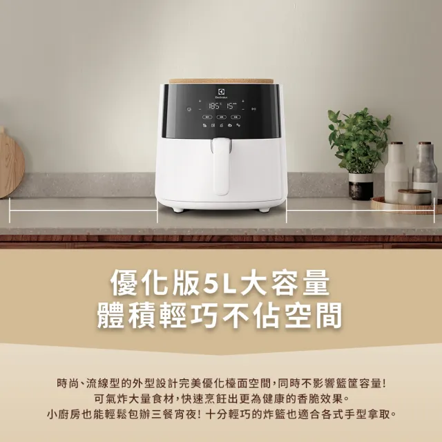 【Electrolux 伊萊克斯】5公升極致美味500 健康氣炸鍋-奶霜白(E5AF1-610W)