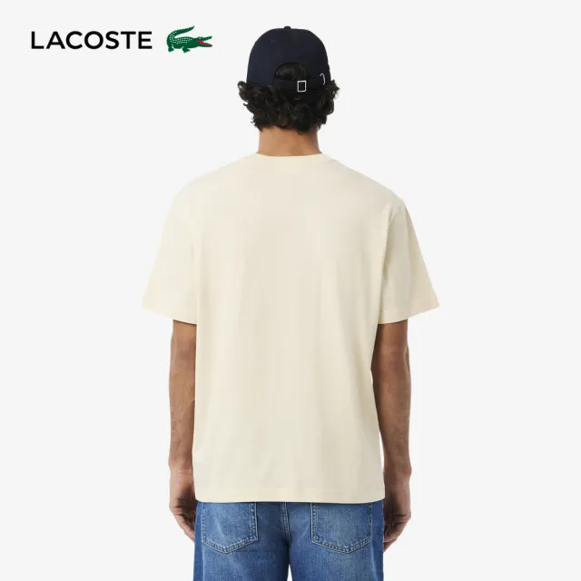 【LACOSTE】男裝-經典版型logo棉質短袖T恤(米白色)