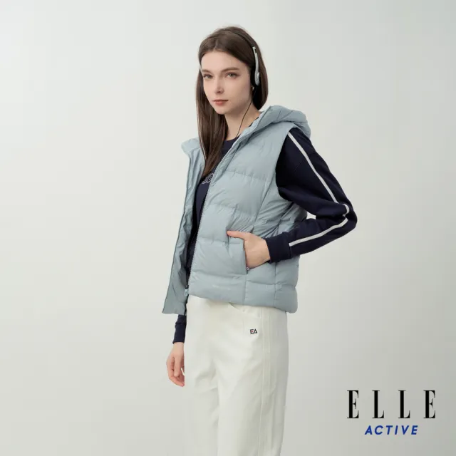 【ELLE ACTIVE】女款 90%高含絨連帽羽絨背心-水藍色(EA25A3W6001-32)