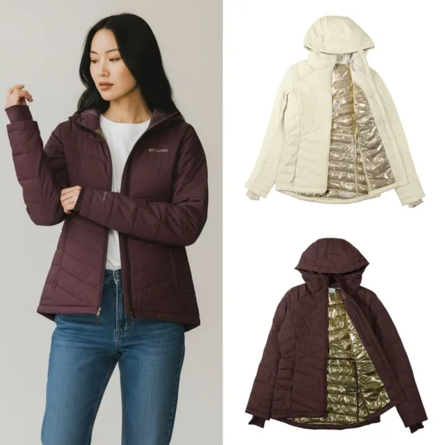 【Columbia 哥倫比亞】金鋁點 女外套 鋪棉外套 Joy Peak繡標 修身 連帽外套 防潑水 哥倫比亞 外套(1690)