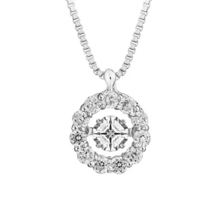 【Crossfor New York】日本原裝純銀懸浮閃動項鍊-閃耀的花(日本原裝提袋禮盒-禮物生日情人節 送禮)