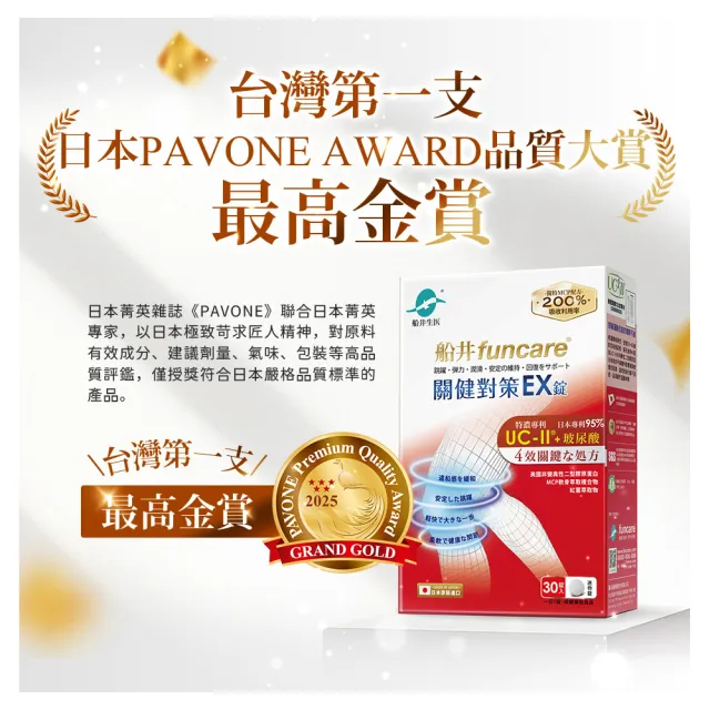 【funcare 船井生醫】日本進口特濃UC-II關健對策EX錠30顆/盒X2；共60顆(MCP配方：軟骨素+蛋白聚醣+MSM/玻尿