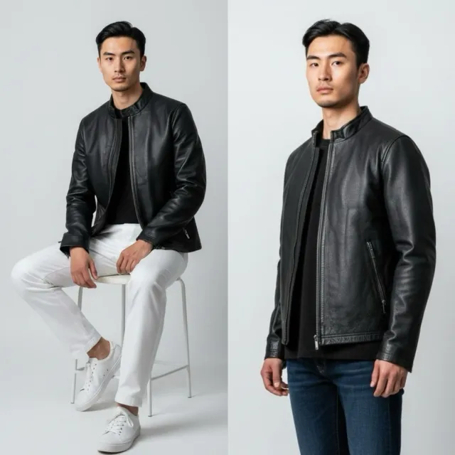 【KARL LAGERFELD 卡爾】真皮 才帥氣 男款 皮衣外套 簡約自帶質感 大尺碼 KARL 拉格斐 立領 皮衣(1057HX1)