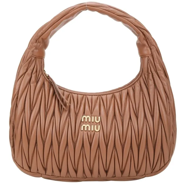 【MIU MIU】Wander Matelasse 30CM 皺褶納帕皮革肩背包-2色可選