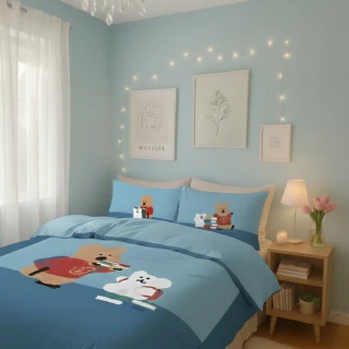 【戀家小舖】MIT卡通正版授權磨毛床包枕套組-上學筆記-呆萌町(單人)