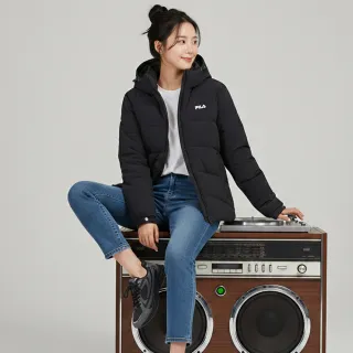 【FILA】女連帽羽絨外套-黑色(5JKZ-5725-BK)