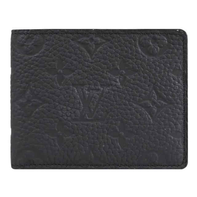 LV LOUIS VUITTON路易威登 M82072 Multiple 經典壓紋牛皮對開式 5 卡短夾 黑