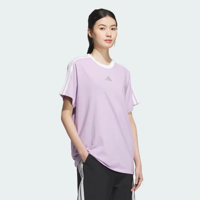 【adidas 愛迪達】S Bf Tee 女 T恤 運動上衣 休閒短袖 紫 白 亞版(KB7760)