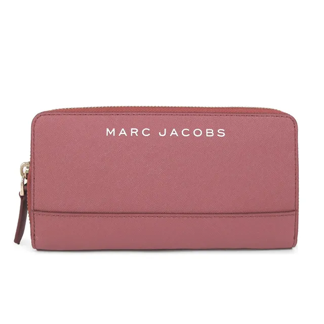 【MARC JACOBS】防刮皮革ㄇ型拉鍊長夾-深粉色