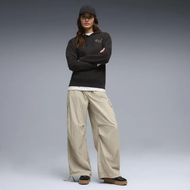 【PUMA】長袖上衣 女 帽T 寬鬆 歐規 BEDAZZLED 黑 63690101