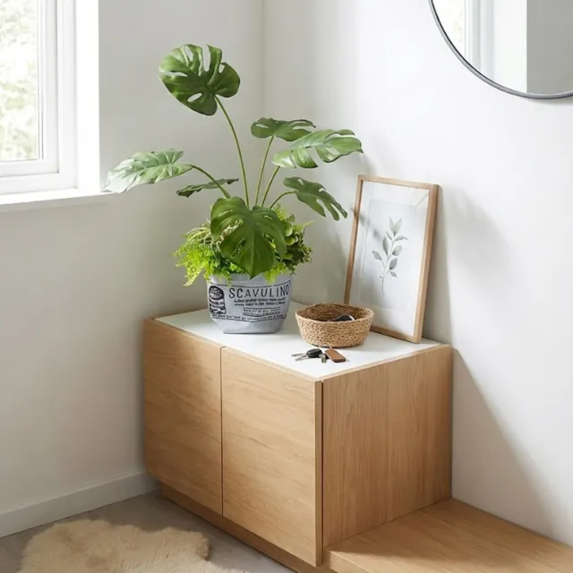 【HUGO DECO 榆果傢飾】城市綠意龜背芋工業風布紋袋盆栽(春節/過年/新春/送禮/祝賀)