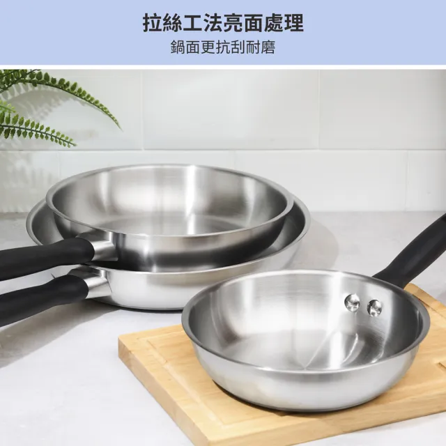【MEYER 美亞】銀月系列不鏽鋼鍋平底鍋20cm(瓦斯爐/IH/電磁爐/洗碗機 適用)