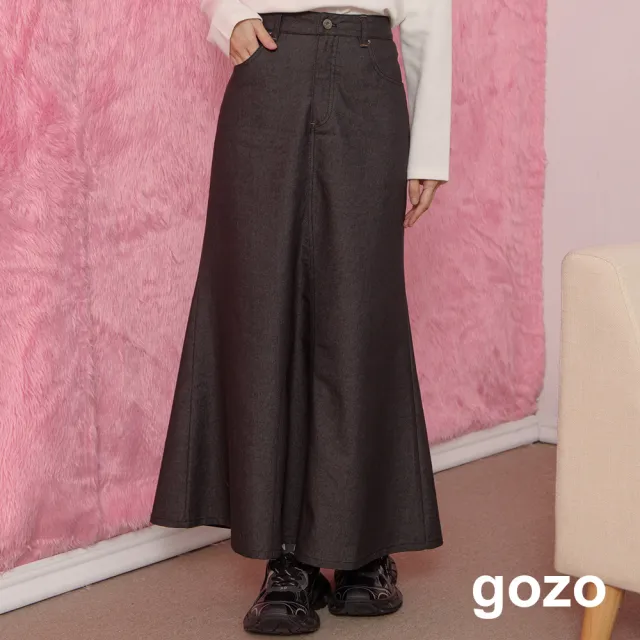 【gozo】後腰打褶修身魚尾長裙(兩色)