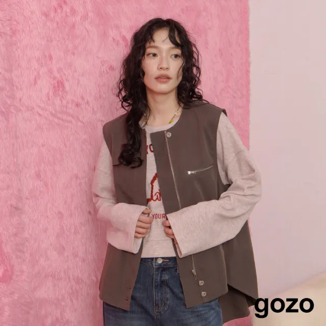 【gozo】天絲斜邊釦造型工裝背心(兩色)
