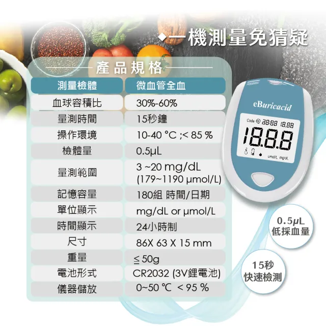 【eBmonitor醫必】eBuricacid 暐世尿酸測試儀套組(尿酸 量測 檢測)