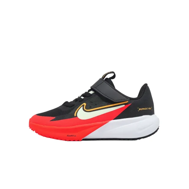 【NIKE 耐吉】慢跑鞋 Sonic Fly PS 中童 黑 橘紅 運動鞋 魔鬼氈(FZ0016-005)