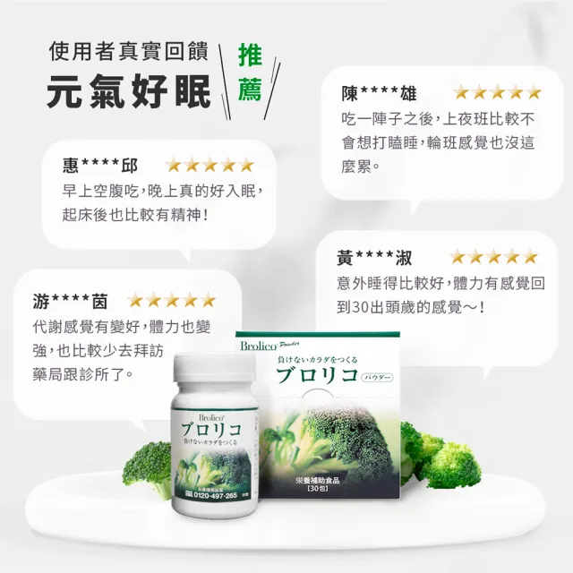 【保綠康Brolico】日本原裝綠花椰菜多醣體12入(身體保護力、好眠、加速代謝)