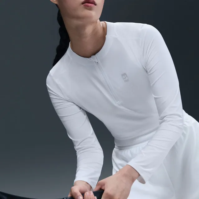 【NIKE 耐吉】長袖上衣 女 AS W NKCT DF ADVTG MIDLYR 運動 休閒 網球衣 Dri-FIT 透氣 白 (FZ6738100)