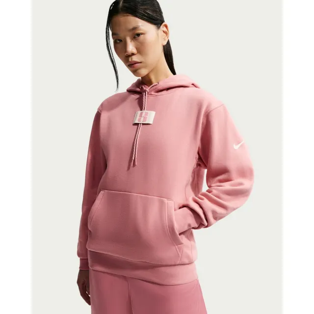 【NIKE 耐吉】連帽上衣 女 AS U NK SABRINA HOODIE 運動 休閒 莎賓娜 寬鬆 刷毛 帽T 粉 (FJ4450618)