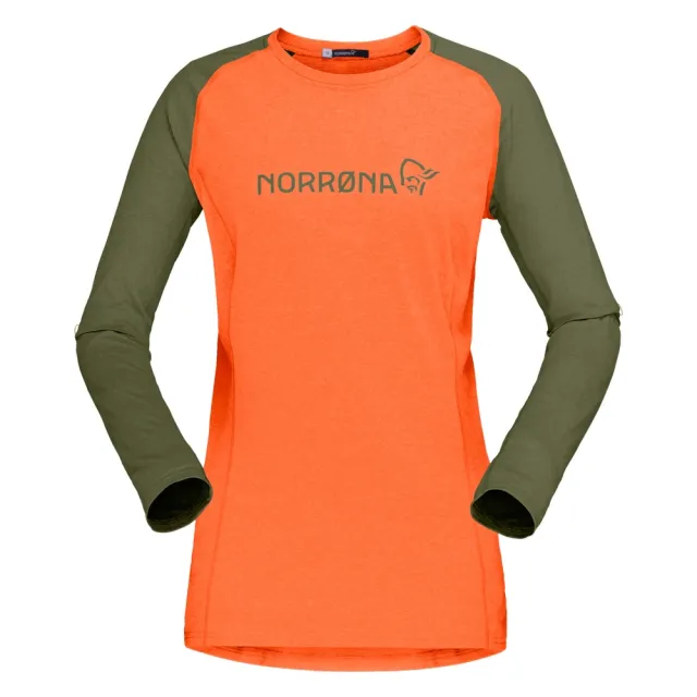 【NORRONA】fjora equaliser lightweight 長袖圓領上衣 女款 警示橘