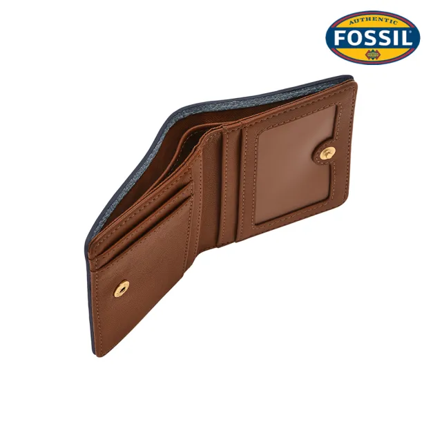 【FOSSIL】Logan 真皮RFID防盜短夾-藍色 SL7829450