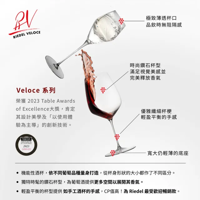 【Riedel】Veloce 香檳杯-2入組(極致輕量鑽石杯型)