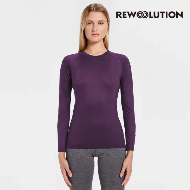 【Rewoolution】女 WIKI 190g長袖T恤[深紫紅]羊毛衣 長袖T恤 登山必備 吸濕排汗(REEB2WC703)