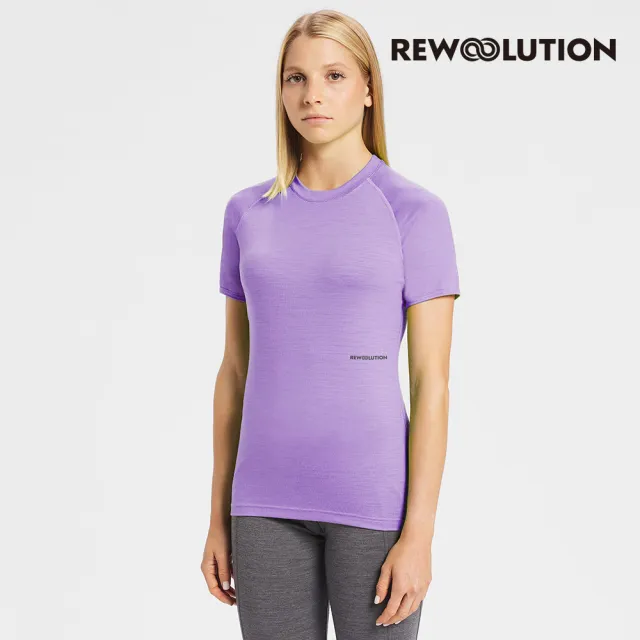 【Rewoolution】女 ALI 190g短袖T恤[木槿紫]羊毛衣 長袖T恤 登山必備 吸濕排汗(REEB2WC502)