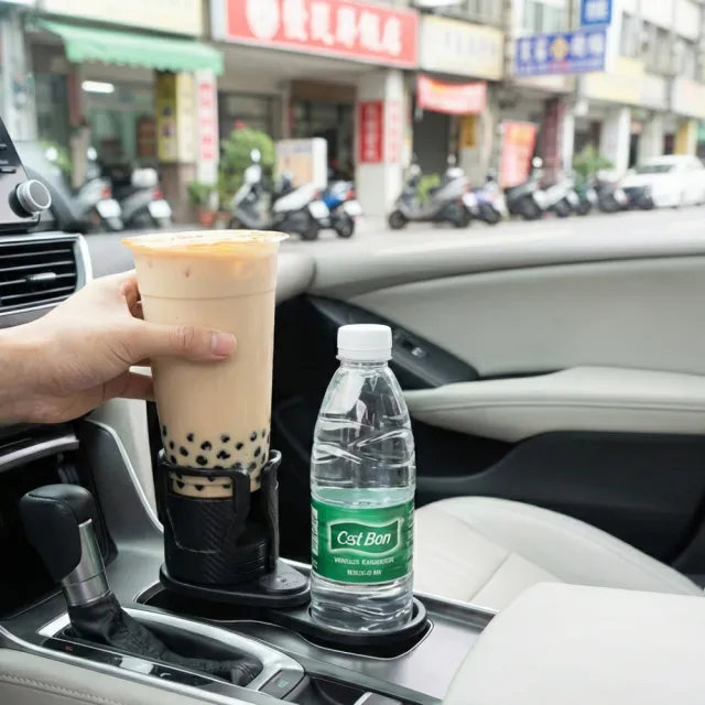 【車選家】車用旋轉伸縮雙杯架(泡麵架 車載杯架 飲料架 水杯架 保溫杯架 擴展杯架 炸雞桶 伸縮杯架 )