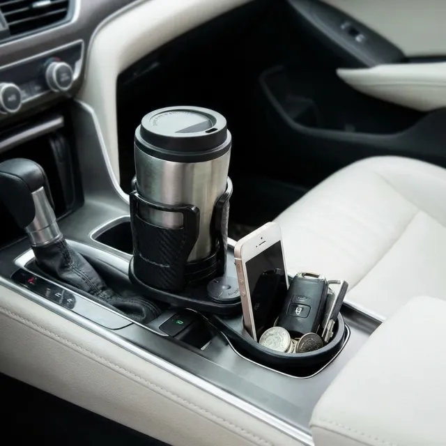 【車選家】車用旋轉伸縮雙杯架(泡麵架 車載杯架 飲料架 水杯架 保溫杯架 擴展杯架 炸雞桶 伸縮杯架 )